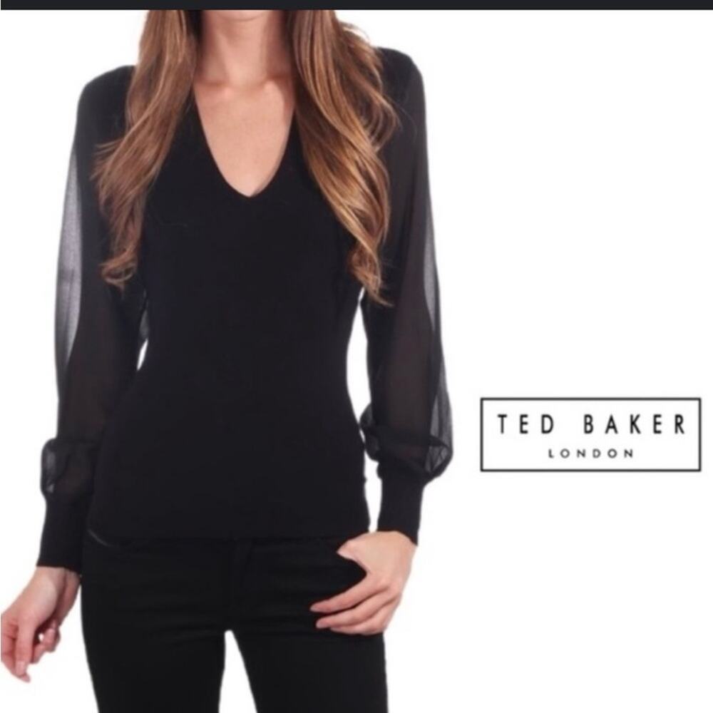 Ted Baker Bryanna Navy Blue Fine Knit Sweater Medium